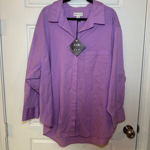 Ava & Viv Purple Button-Front Shirt